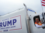 Donald Trump boards a garbage truck to draw attention to Biden remark