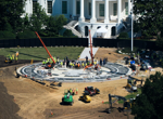 Trump plays White House tour guide to show off work on his helipad and ballroom