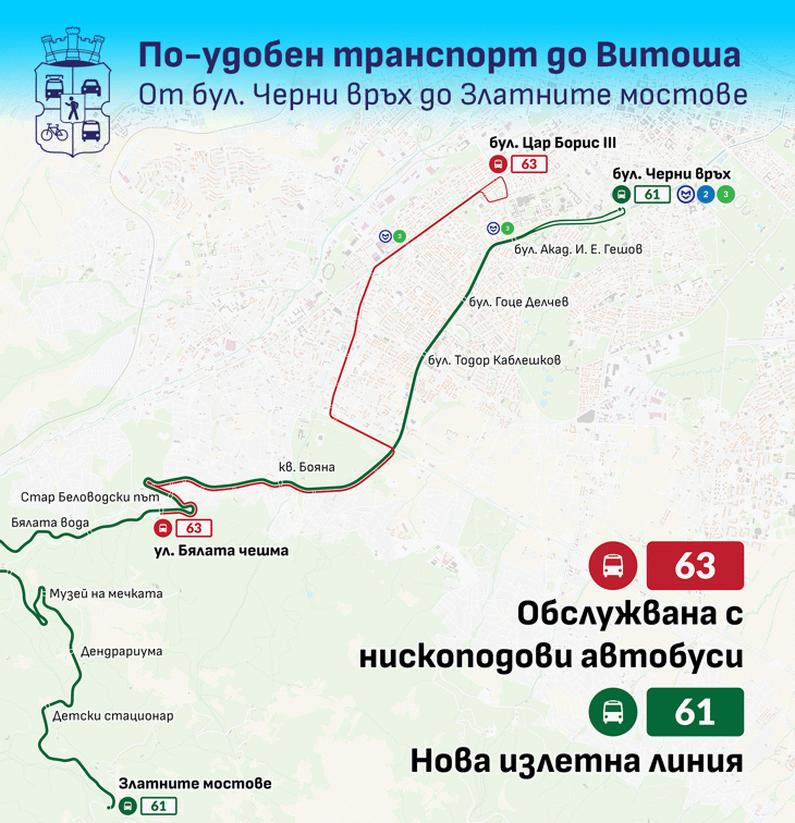 Нова експресна автобусна линия №61 тръгва до Златните мостове