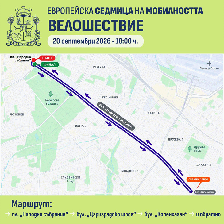 София отново ще кара колело по „Цариградско шосе“ на 20 септември