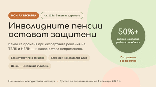 НОИ разяснява: инвалидните пенсии остават защитени — какво се променя при ТЕЛК/НЕЛК