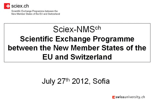 Представяне На Българо-Швейцарската Програма За Научен Обмен Sciex-Nmss