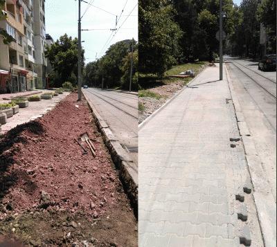 Продължава ремонта на тротоарната настилка на ул.“Краище“
