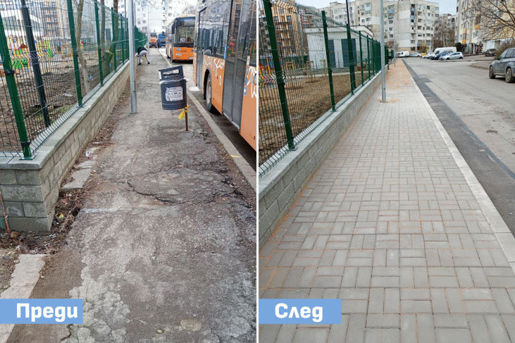 Столична община е обновила над 7300 кв. м тротоари от началото на годината