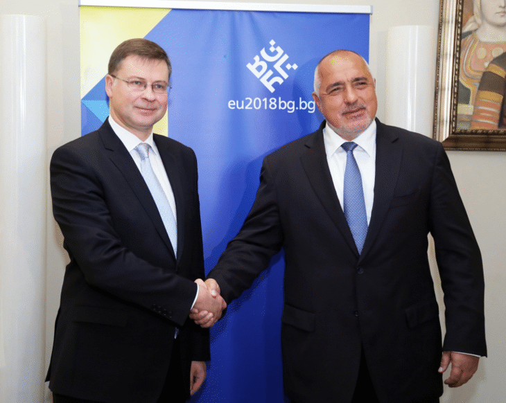 Премиерът Борисов и Валдис Домбровскис обсъдиха готовността на България за членство в еврозоната
