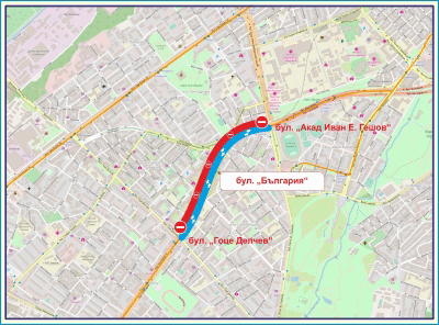 Обособено трасе за движение на градския транспорт се изгражда по бул.“Константин Величков“