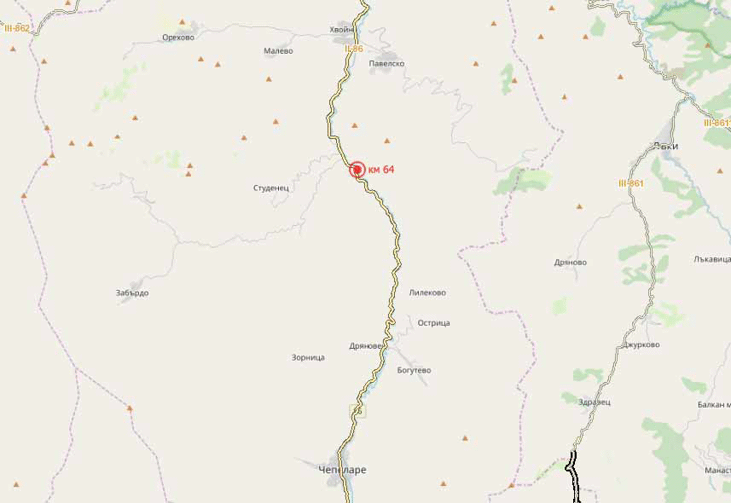 До 30 ноември движението при 64-ти км на път II-86 Хвойна - Чепеларе ще се ограничава за укрепителни дейности