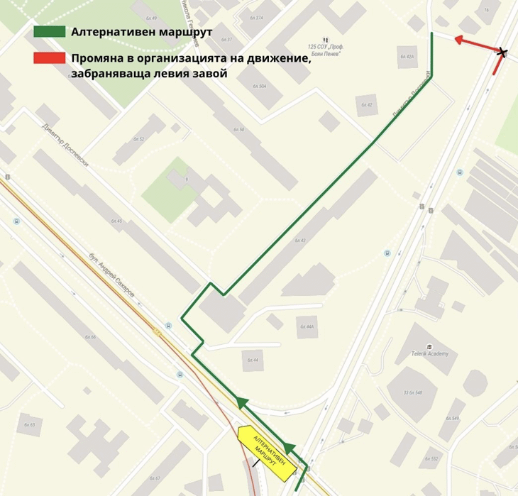 Забранява се левият завой на кръстовището на „Ал.Малинов“ с ул. „Анна Ахматова“