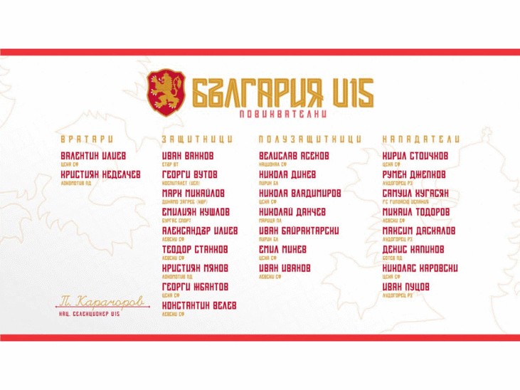 България U15 се събира за лагер, предстоят две контроли